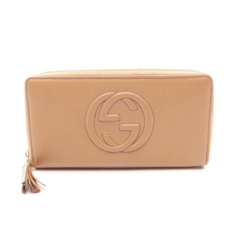 Gucci Soho Interlocking G Round Long Wallet, Leather, Women's, Brown, 598187
